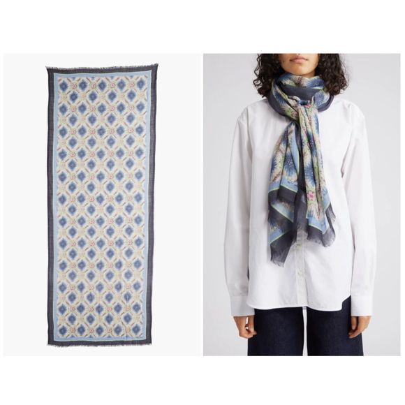 ETRO Viola Sciarpa Mixed Floral Cashmere Scarf $700+